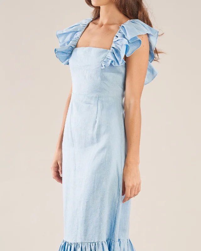 Violetta Linen Dress - Bluebird