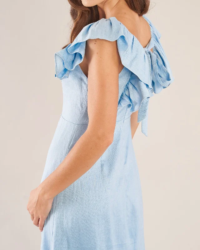 Violetta Linen Dress - Bluebird