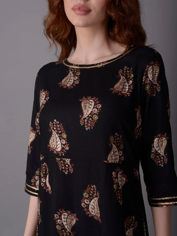 Women Black 3/4 Sleeve Dress